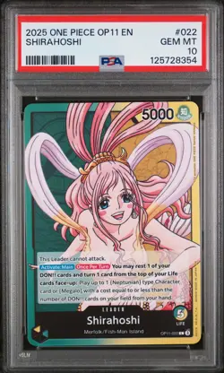 2025 ONE PIECE OP11-A FIST OF DIVINE SPEED #022 SHIRAHOSHI PSA 10 - Image 1