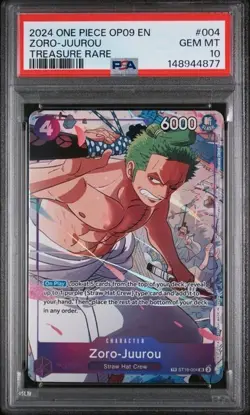 2024 ONE PIECE OP09-EMPERORS IN THE NEW WORLD #004 ZORO-JUUROU TREASURE - PSA 10 - Image 1
