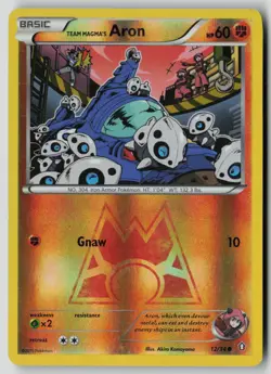 Team Magma's Aron 12/34 Common Double Crisis Pokemon Reverse Holo LP - Image 1