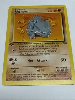 Pokemon TCG Rhyhorn Jungle 1st Edition Common - Image 1
