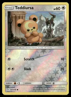 Teddiursa 171/236 Common Cosmic Eclipse Pokemon Reverse Holo Near Mint - Image 1