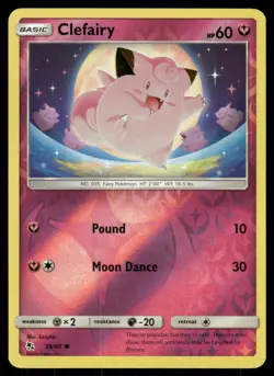 Clefairy 39/68 Common Hidden Fates Pokemon Reverse Holo Near Mint - Image 1