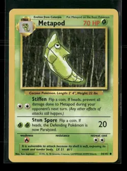 Metapod 54/102 Base Set Unlimited NM/M Pokemon - Image 1