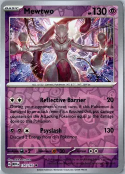 Pokemon Card - Mewtwo 151 150/165 2023 Rare Reverse Holo Near Mint - Image 1
