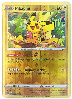 Reverse Holo Lost Origin Pikachu ■ 052/196 Common ■ Pokemon Card Near Mint - Image 1