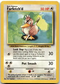 Farfetch'd 27/102 Uncommon Base Set Pokemon Unlimted Lightly Played - Image 1