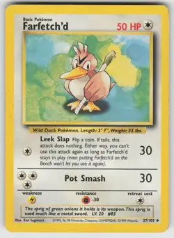 Farfetch'd 27/102 Uncommon Base Set Unlimited Pokemon Heavily Played - Image 1