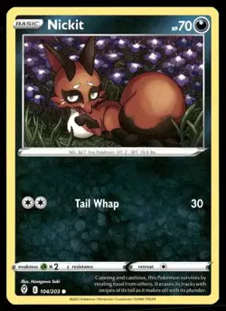 2021 Evolving Skies Set Pokemon Card 104 Nickit NM - Image 1