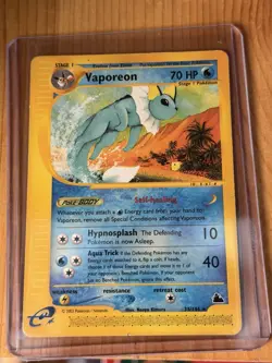 Vaporeon 33/144 Rare Aquapolis e-Card Regular 70 HP Stage 1 English 2003 - Image 1