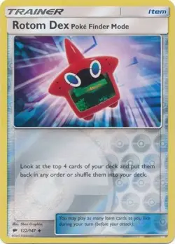 Rotom Dex Poke Finder Mode 122/147 Pokemon Burning Shadows Reverse Holo Card NM - Image 1