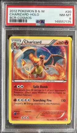 2012 Pokemon Boundaries Crossed Charizard Cosmos Holo #20 - PSA 8 - Image 1