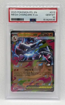 2025 POKEMON PFL EN-PHANTASMAL FLAMES #013 MEGA CHARIZARD X EX PSA 10 - Image 1