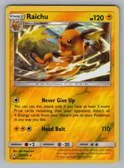 RAICHU 55/214 R UNBROKEN BONDS POKEMON REVERSE HOLO LP UNB 2019 - Image 1