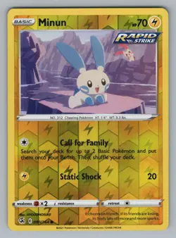 MINUN 090/264 C FUSION STRIKE POKEMON REVERSE HOLO. LP FST 2021 - Image 1