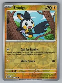 EMOLGA 029/086 C BLACK BOLT POKEMON REVERSE HOLO NM BLK 2025 - Image 1