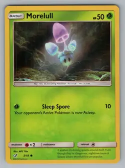 MORELULL 3/18 C DETECTIVE PIKACHU POKEMON HOLO NM DET 2019 - Image 1