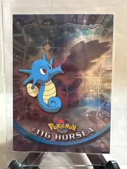 HORSEA 1999 Topps Pokemon TV Holo Animation 1st Series Blue Logo # 116 - Image 1