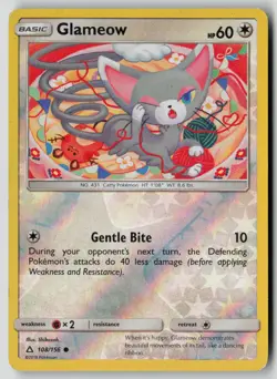Glameow 108/156 Common Ultra Prism Pokemon Reverse Holo DMG - Image 1