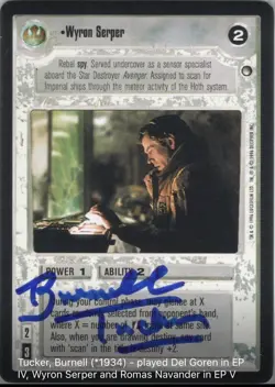 Star Wars CCG - Burnell Tucker (Wyron Serper) - autograph / signed card - Image 1