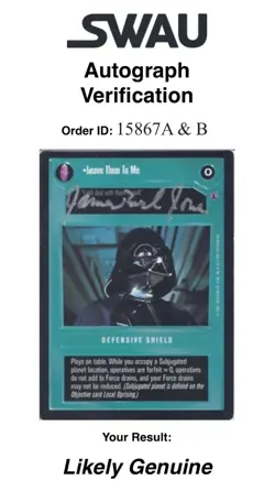 Star Wars CCG - James Earl Jones (Darth Vader) - signed card - SWAU verification - Image 1