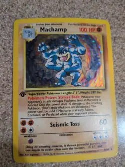 Pokemon 1st Edition Machamp 8/102 Holo Lightly Played Condition (Excellent) 1999 - Image 1