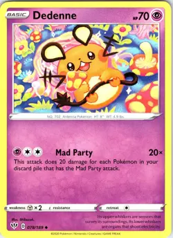 Dedenne 078/189 Uncommon Darkness Ablaze Pokemon Near Mint - Image 1