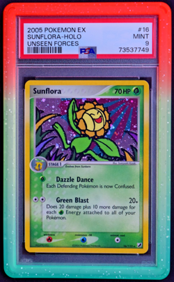 2005 POKEMON EX UNSEEN FORCES #16 SUNFLORA-HOLO PSA 9 (POP 85) - Image 1
