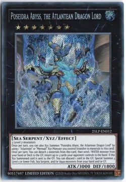Yugioh - Poseidra Abyss, the Atlantean Dragon Lord (Secret Rare) 25LP-EN012 Limi - Image 1