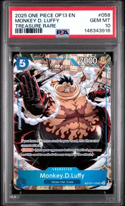 2025 ONE PIECE OP13-CARRYING ON HIS WILL TREASURE RARE MONKEY D. LUFFY PSA 10 - Image 1