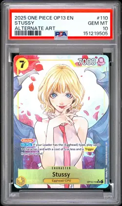 2025 One Piece Op13-Carrying On His Will #110 Stussy Alternate Art PSA 10 - Image 1