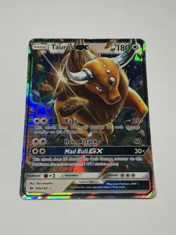 Pokemon Card TCG Sun & Moon Base Set Tauros GX 100/149 Ultra Rare Holo HP - Image 1