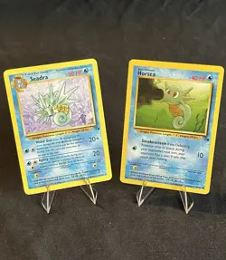 Horsea 49/62 & Seadra 42/62 Vintage Fossil Unlimited Pokemon TCG 2 Card Lot LP - Image 1