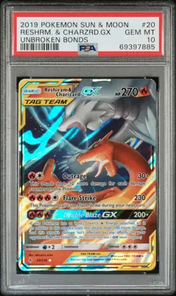 Reshiram & Charizard Gx 20/214 Unbroken Bonds Pokemon PSA 10 - Image 1