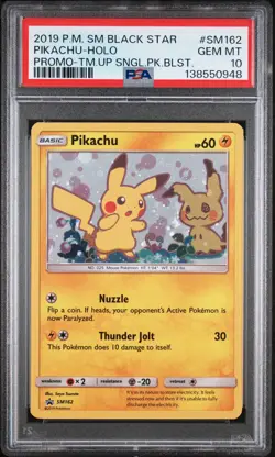2019 POKEMON SM BLACK STAR PROMO PIKACHU #SM162 PSA 10 GEM MINT #138550948 - Image 1