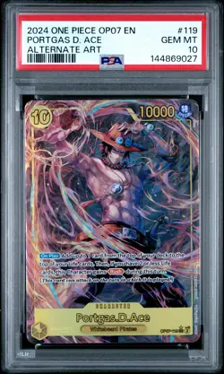 2024 ONE PIECE OP07-500 YEARS IN THE FUTURE ALTERNATE ART PORTGAS D. ACE PSA 10 - Image 1