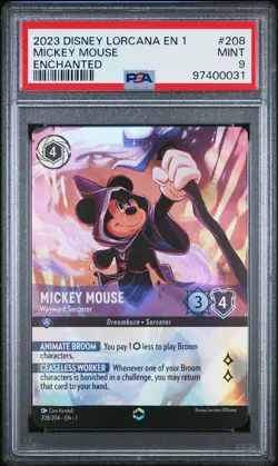 2023 DISNEY LORCANA EN 1-THE FIRST CHAPTER MICKEY MOUSE - WAYWARD SORCERER PSA 9 - Image 1