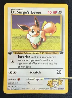 Lt. Surge's Eevee 1st Edition Gym Challenge 51/132 Pokemon TCG LP - Image 1