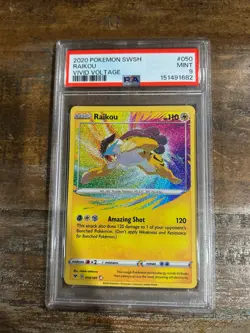 POKEMON 2020 SWSH Vivid Voltage RAIKOU #050 PSA 9 Mint RARE Amazing - Image 1