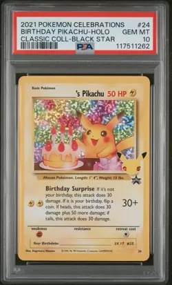 2021 POKEMON CELEBRATIONS CLASSIC COLLECTION #24 BIRTHDAY PIKACHU-HOLO PSA 10 - Image 5