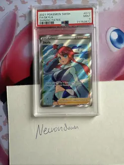 Pokemon TCG Skyla Trainer Shining Fates Ultra Rare Full Art 72/72 PSA 9 - Image 1