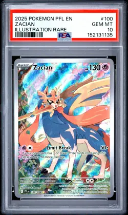 2025 POKEMON PFL EN-PHANTASMAL FLAMES ILLUSTRATION RARE #100 ZACIAN PSA 10 - Image 1