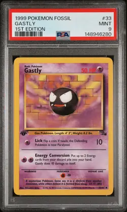 1999 POKEMON FOSSIL 1ST EDITION #33 GASTLY PSA 9 - Image 1