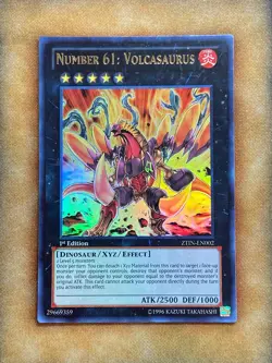 Yugioh Number 61: Volcasaurus ZTIN-EN002 Ultra Rare 1st Ed NM - Image 1