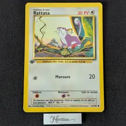 Carte Pokemon Rattata 61/102 Edition 1 Set de Base wizards Francais VF - SDB - Image 1