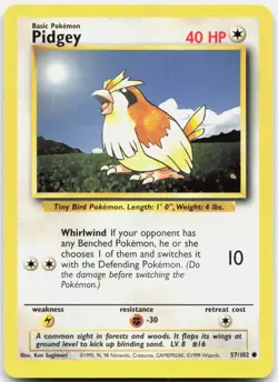 Pokemon TCG Pidgey Base Set Common 057/102 - Image 1