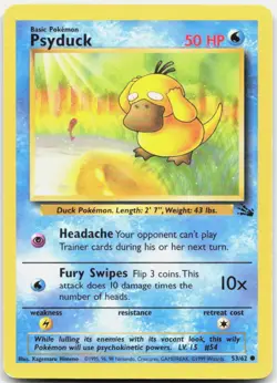 Pokemon TCG Psyduck Fossil Common 53/62 Unlimited - Image 1