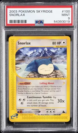 2003 POKEMON SKYRIDGE #100 SNORLAX PSA 9 - Image 1