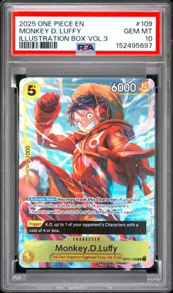 2025 ONE PIECE PROMOS ILLUSTRATION BOX VOL.3 #109 MONKEY D. LUFFY PSA 10 - Image 1