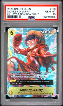 2025 ONE PIECE PROMOS ILLUSTRATION BOX VOL.3 #109 MONKEY D. LUFFY PSA 10 - Image 1