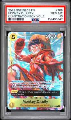 2025 ONE PIECE PROMOS ILLUSTRATION BOX VOL.3 #109 MONKEY D. LUFFY PSA 10 - Image 1